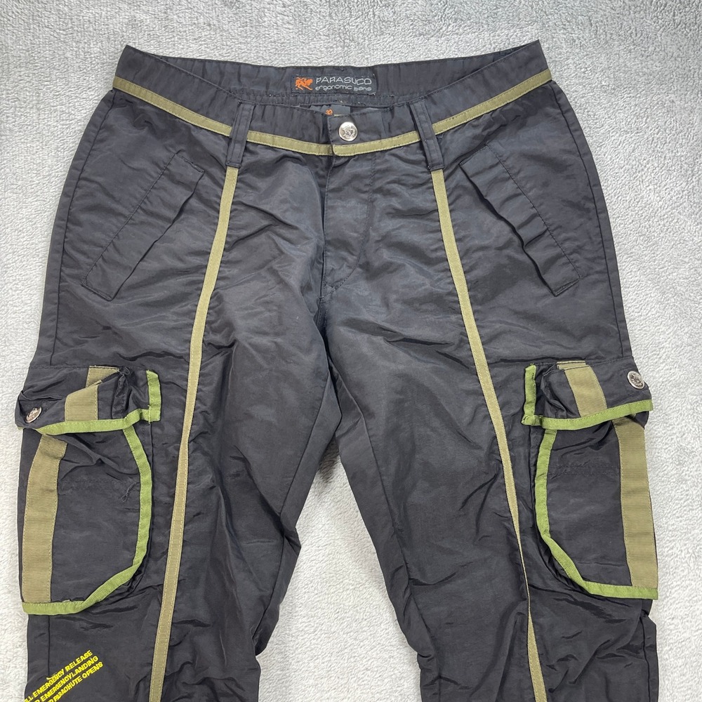 Parasuco Cargo Pants Mens 32 Black Parachute Techwear Cyberpunk Ergonomic Y2K - Picture 2 of 15